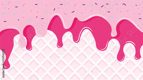 two color strawberry ice cream with cone background
