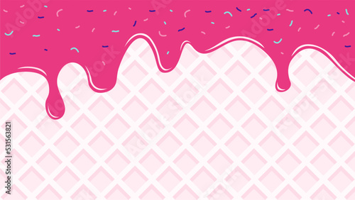 strawberry ice cream with cone texture background