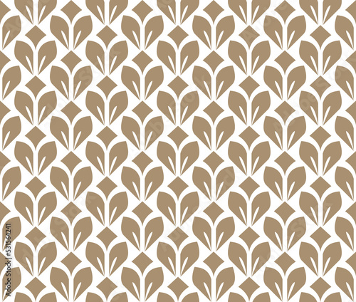 Flower geometric pattern. Seamless vector background. White and beige ornament