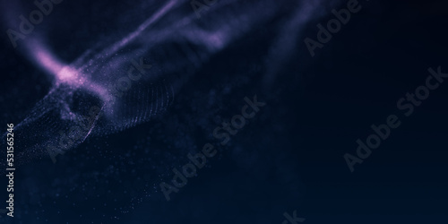 Dark blue and glow particle abstract background.