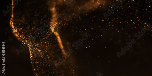 Digital wave gold line dot particles bokeh light background, luxury golden wave background