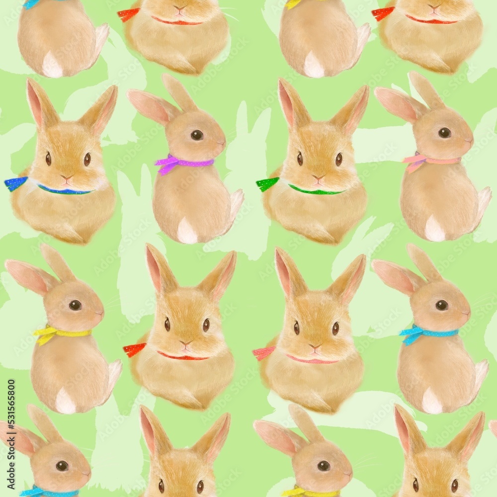 Pattern illustration of cute Netherland Dwarf rabbits in the year of the Rabbit, the Chinese zodiac sign for 2023, or the Easter Bunny. Pattern illustration of cute Netherland Dwarf rabbits in the year of the Rabbit, the Chinese zodiac sign for 2023, or the Easter Bunny.
