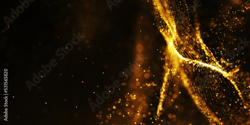 Super glowing light effect gold particles