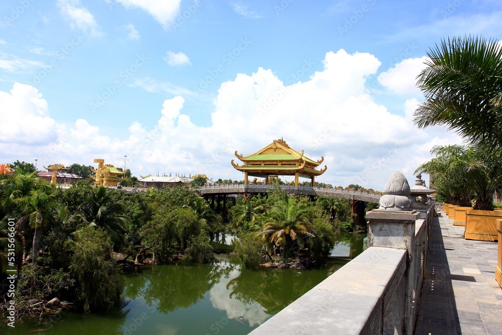 Bridge of Golden Temple on 23 Oct 2016 - Vietnam, Dai Nam Van Hien is a tourism complex in Binh Duong province, Vietnam 