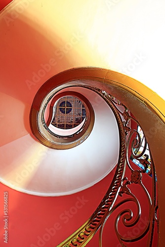 HO CHI MINH CITY, VIETNAM - 5 NOV 2016,  Interior spiral staircase in Fine Arts Museum building in the Ben Thanh District, Ho Chi Minh City, This is the second museum in the Vietnam.
