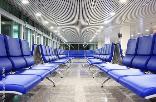  View of airport terminal Empty seat