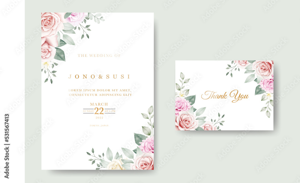 Beautiful Floral watercolor Wedding invitation Card