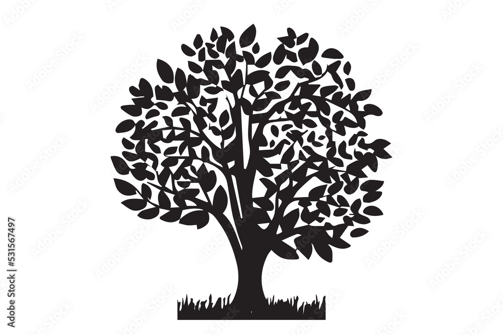 Obraz premium Tree silhouettes - red maple ,sugar maple, oak, poplar, green oak, birch