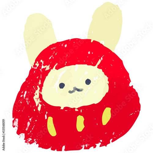うさぎだるまのお正月イラスト素材