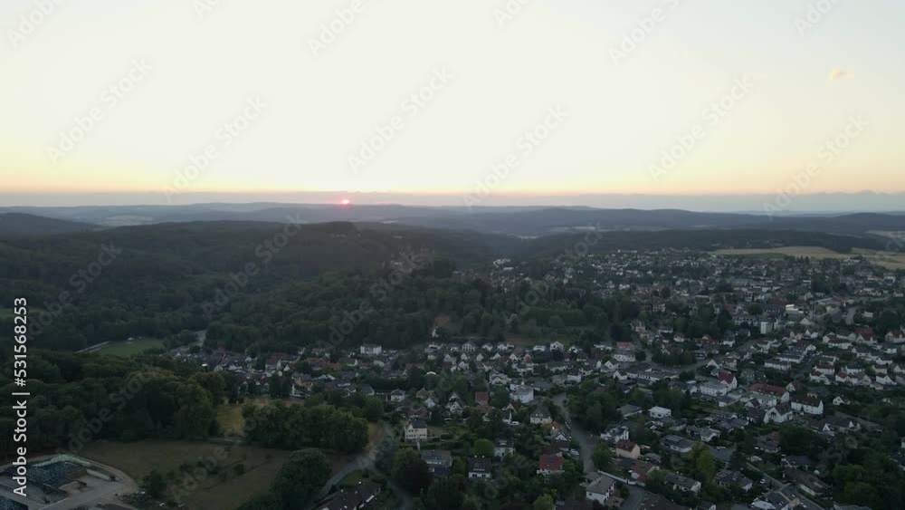 Slow Rotating Aerial Shot Of Braunfels At Sunset Slow Rotating Aerial Shot Of Braunfels At Sunset