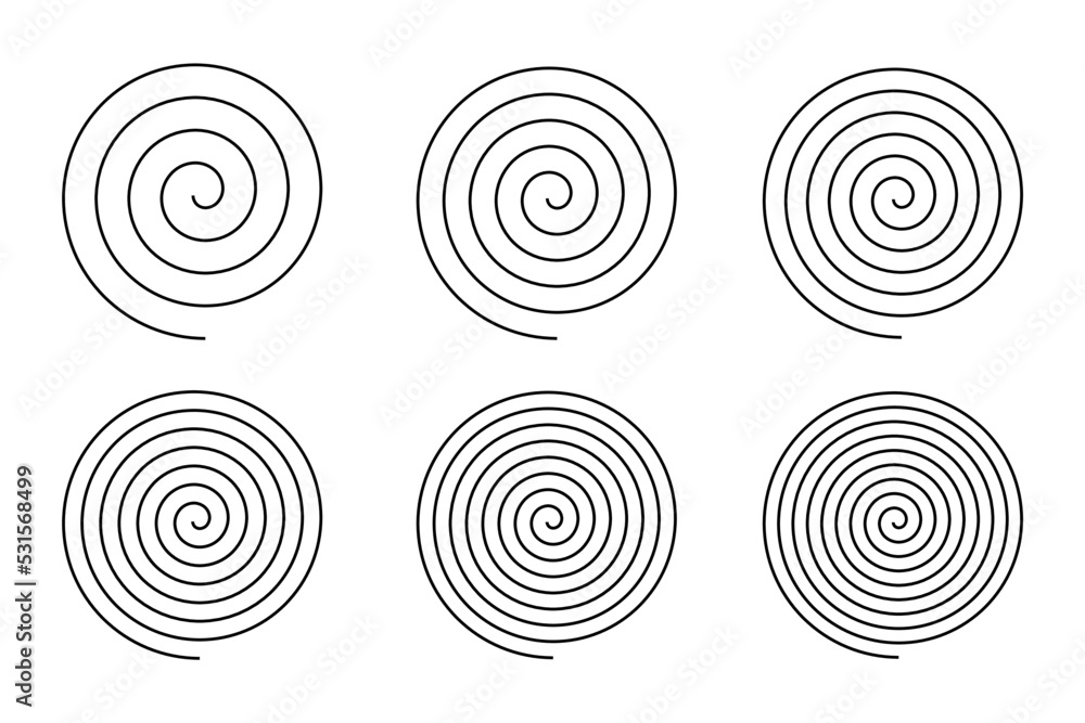 Spiral Circle Curves Vector Illustration Set Spiral Circle Curves Vector Illustration Set