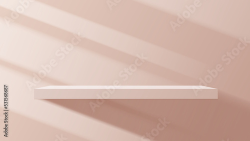 Pink podium display minimal background product display scene of abstract light for cosmetic, branding and packaging presentation. studio stage with shadow of leaf background. vector design