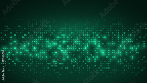 Abstract dot green pattern gradient texture technology background.