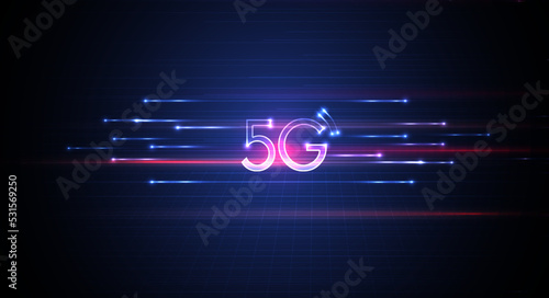 Communication technology for internet business. fiber optic, speed line and futuristic background for 5g or 6g technology wireless data transmission, high-speed internet in abstract. vector design