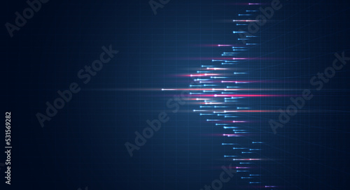 Blue light streak, fiber optic, speed line, futuristic background for 5g or 6g technology wireless data transmission, high-speed internet in abstract. internet network concept. vector design