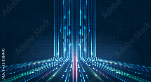 5G or 6G dot line mobile technology. Wireless data network and connection technology concept. high-speed, futuristic background. vector design photo