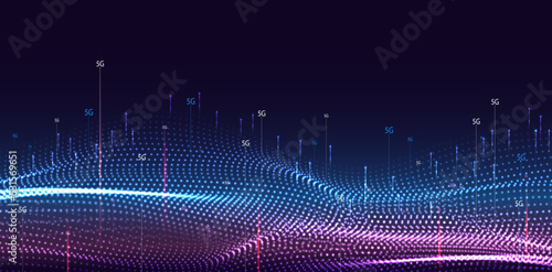5G or 6G dot line mobile technology. Wireless data network and connection technology concept. high-speed, futuristic background. vector design