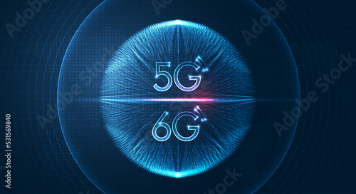 5G or 6G network digital hologram and internet Wi-fi connection and internet of things with modern city skyline. communication network concept. High speed, broadband telecommunication. vector