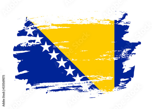 Grunge style textured flag of Bosnia and Herzegovina country