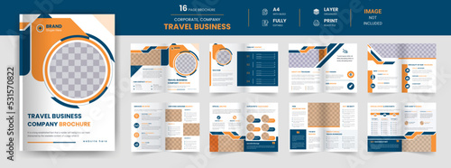 16 Page tour and travel agency business brochure corporate company profile and  annual report design