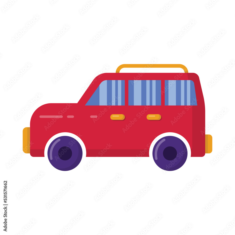 Vector graphic of SUV car. Red SUV car illustration with flat design style. Suitable for content design assets