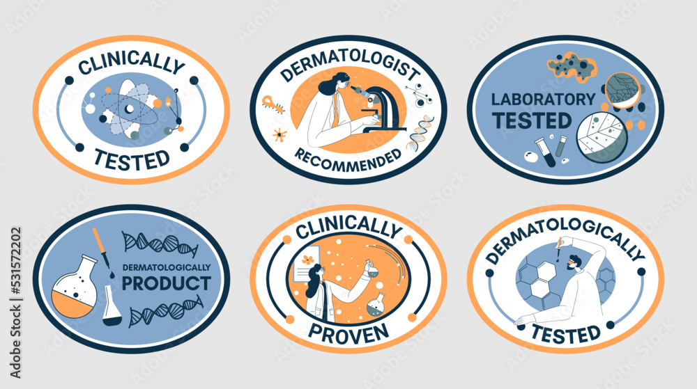 Obraz premium Sticker set with clinically tested product quality