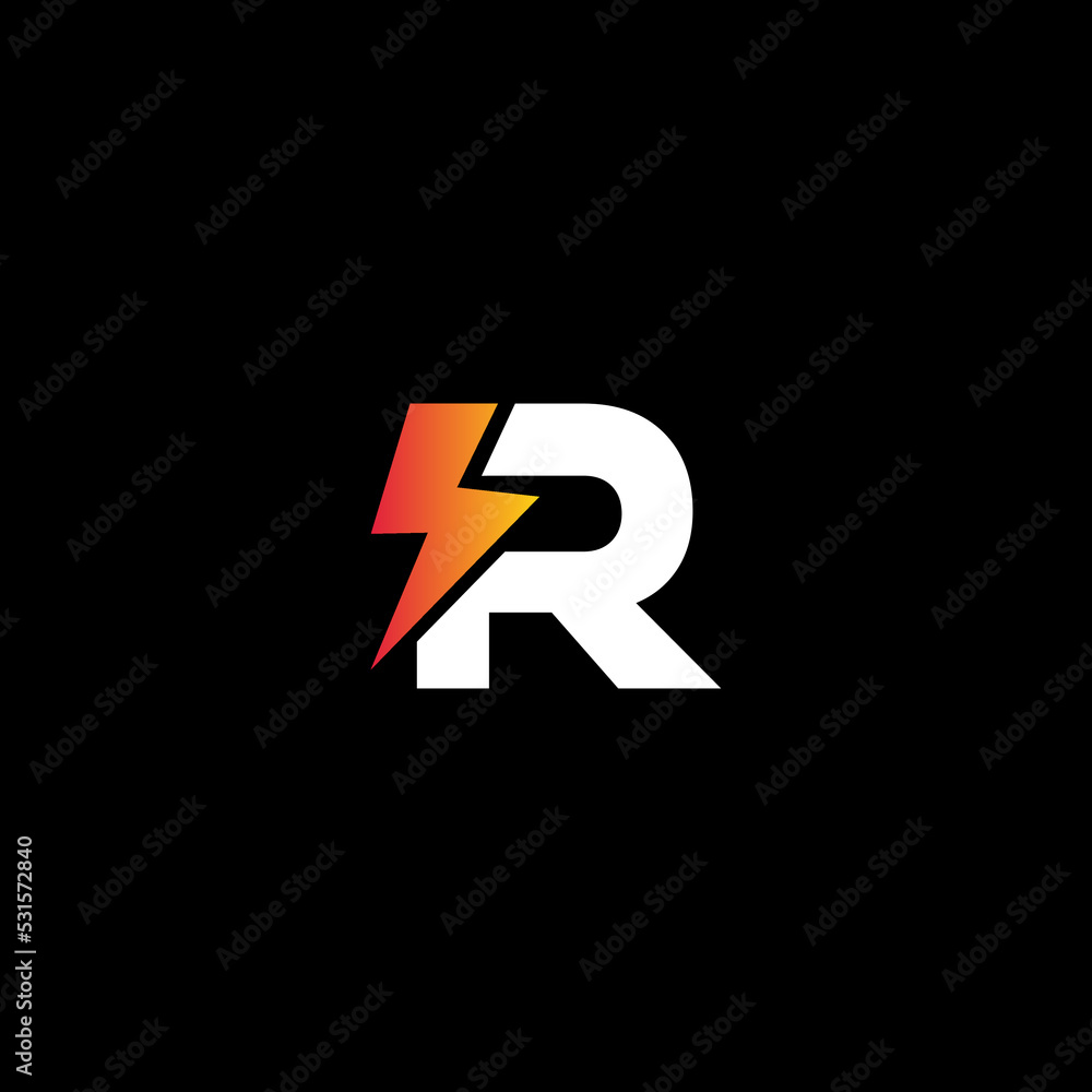 Electricity, Electric, R Letter, R letter with Electricity logo design ...