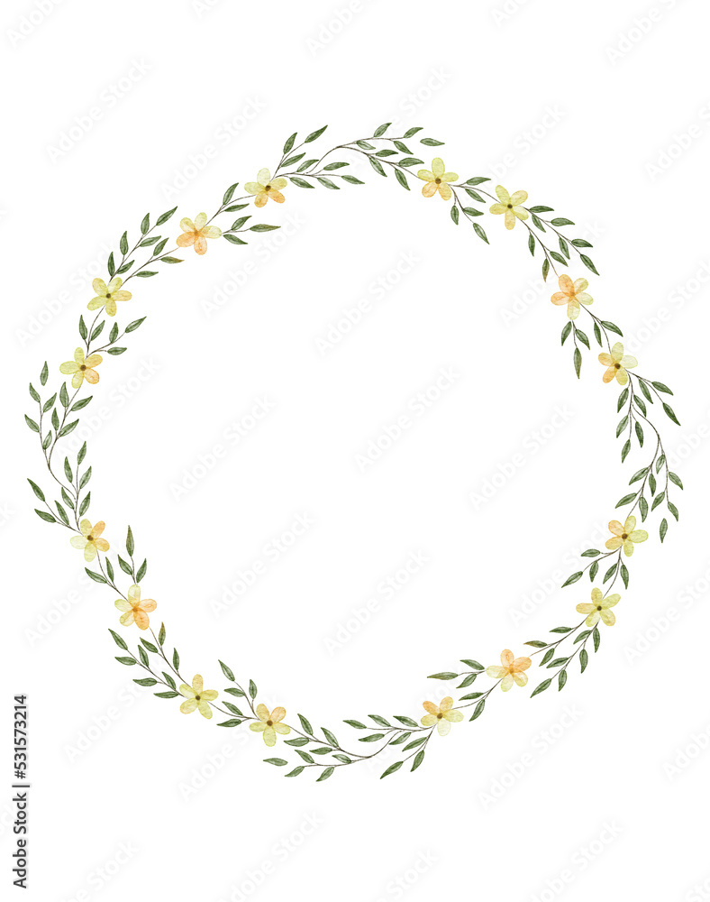 Fototapeta premium Floral wreath watercolor 