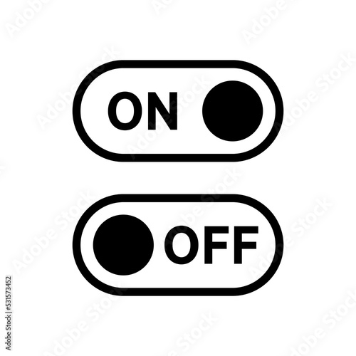 Icon on and off. Designation of parameter activity, on web and mobile devices. Isolated vector illustration on white background.
