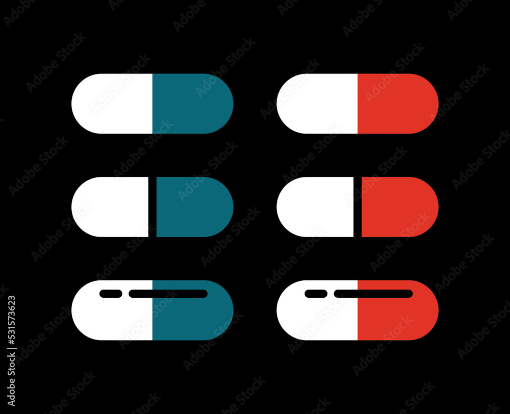 Pill icon. Medical symbol, designation of a hospital, treatment or medicine. Matrix. Isolated vector illustration on black background. Pill icon. Medical symbol, designation of a hospital, treatment or medicine. Matrix. Isolated vector illustration on black background.