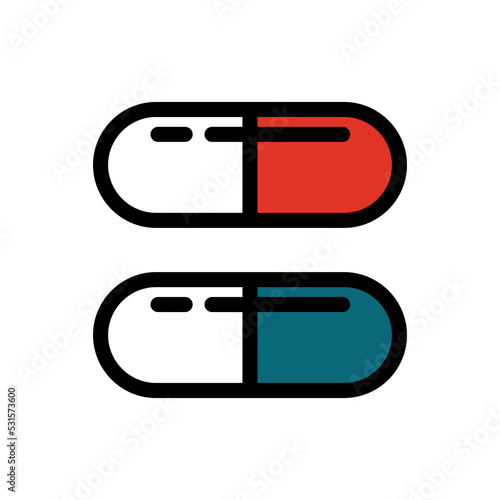 Pill icon. Medical symbol, designation of a hospital, treatment or medicine. Matrix. Isolated vector illustration on white background.
