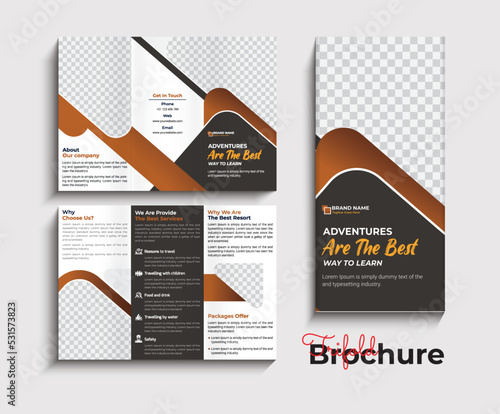 Travel trifold brochure Template design for agency