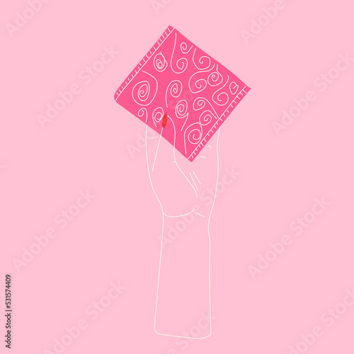Hand holding a gasket,napkin. Vector. All elements are isolated