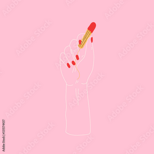  Hand holding a tampon. Vector. All elements are isolated