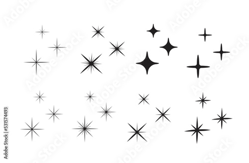 set of simple stars sparkle icon vector illustration