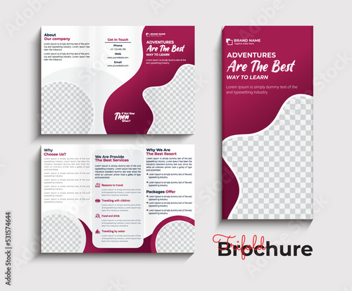 Travel trifold brochure Template design for agency
