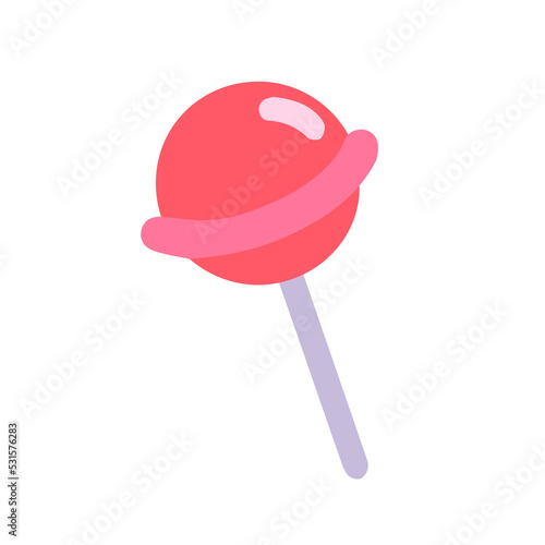Hand-drawn cute isolated clipart illustration of round pink lollipop candy