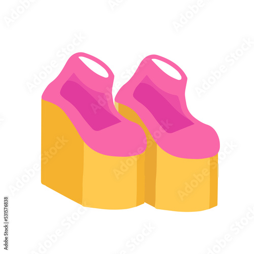 Hand-drawn cute isolated clipart illustration of Harajuku style platform shoes