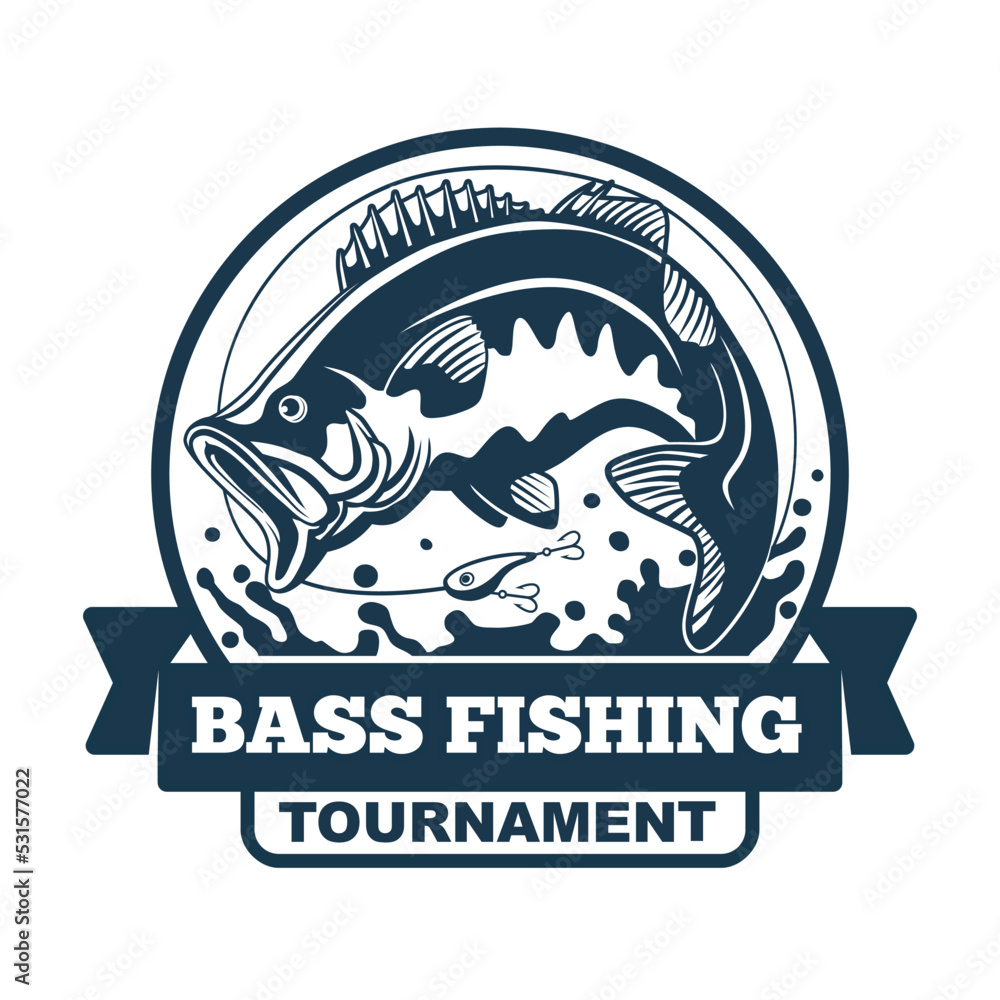 Bass Fishing Logo Silhouette Vector Design Stock Vector | Adobe Stock