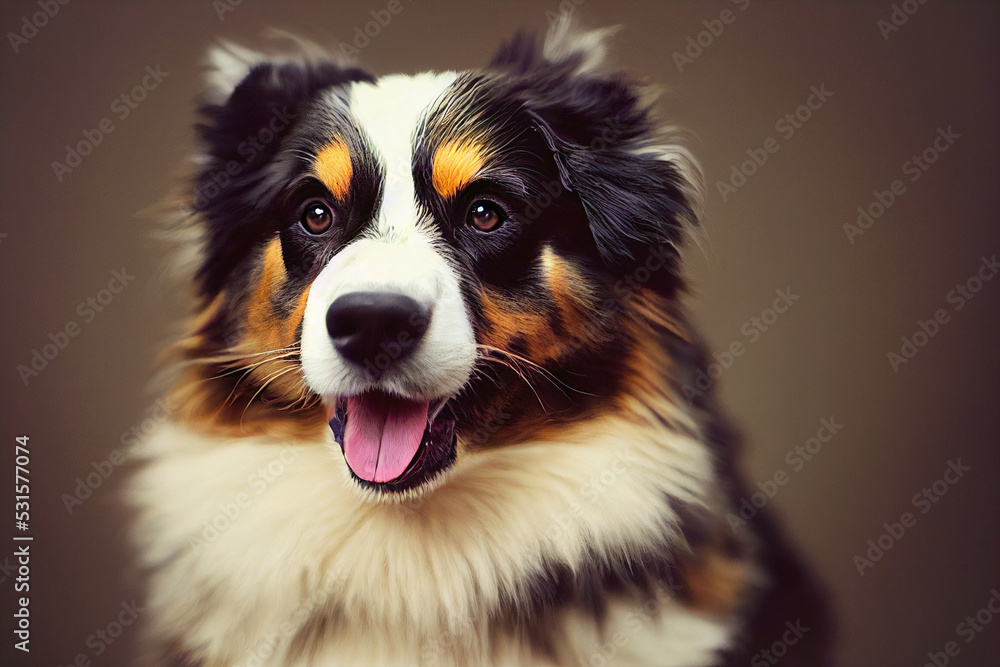 Portrait of Australian Shepherd with a Cute Expression