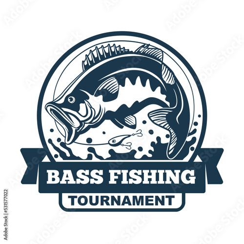 Bass Fishing Logo Silhouette Vector Design