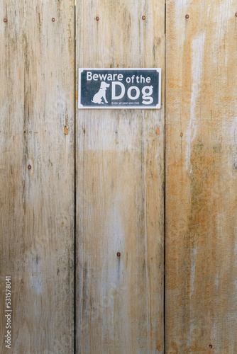 Beware of the Dog Sign on Fence