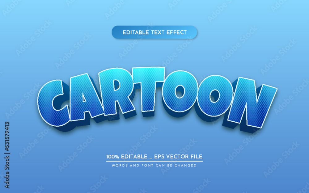 Cartoon 3D editable text effect. Font style perfect for logotype, title or heading text.