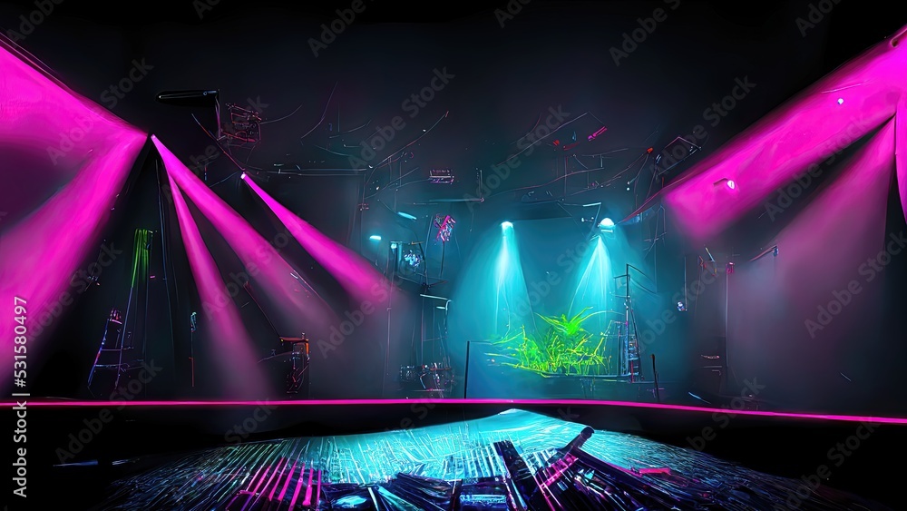 Lit up by pink lights and blue lights from the front, and
Smokey, no one in the studio.
A live music venue where the music begins. Rock band, steampunk background.
Sci-fi, cyberpunk, Lit up by pink lights and blue lights from the front, and
Smokey, no one in the studio.
A live music venue where the music begins. Rock band, steampunk background.
Sci-fi, cyberpunk,