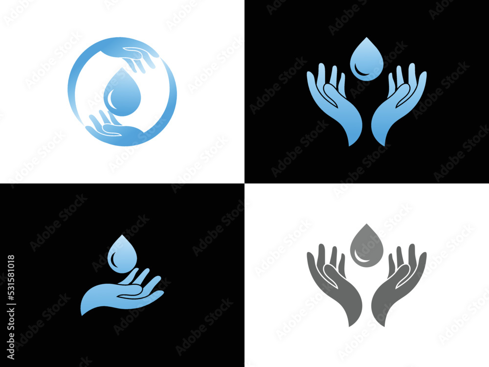 Water drop and Hand vector for logo, icon, web, etc.eps