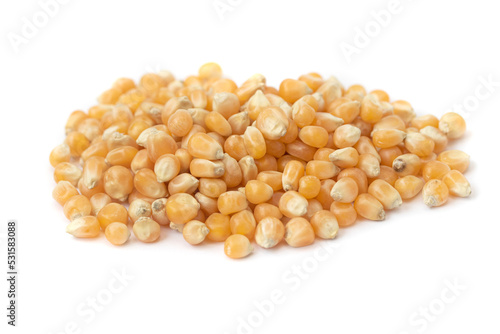 Corn seeds on a white background.