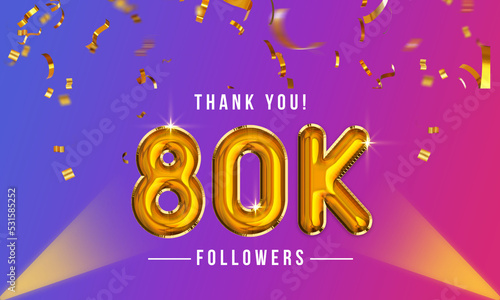 Thank you, 80k or Eighty thousand followers celebration design, Social Network friends, Subscribers, followers, or likes celebration background