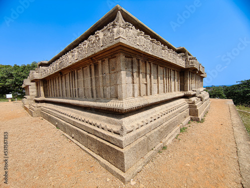 Raja Gopuram built by Pallavas, This is UNESCOs World Heritage Site located at Great South Indian architecture, Tamil Nadu, Mamallapuram, or Mahabalipuram photo