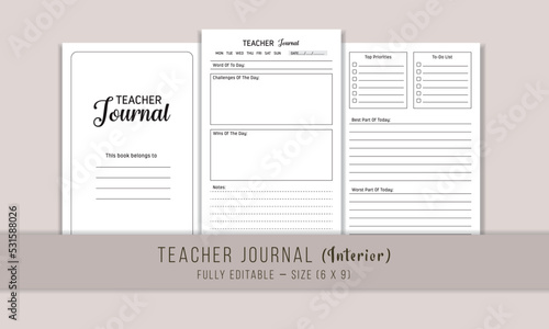 Teacher journal kdp interior template design