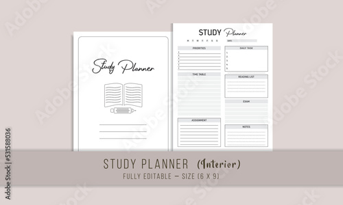 Study planner journal kdp interior template